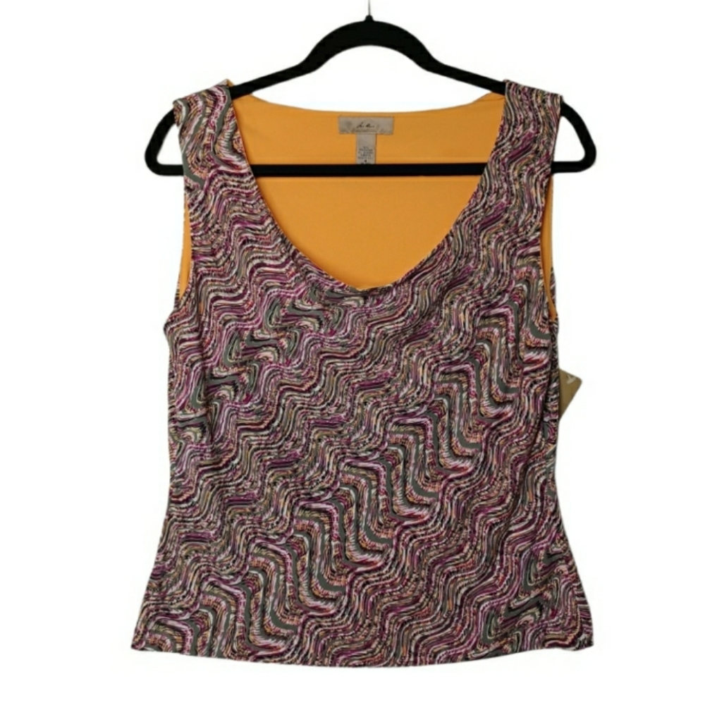 I.E. CARAVAN Multi print Sleeveless Medium Top NWT